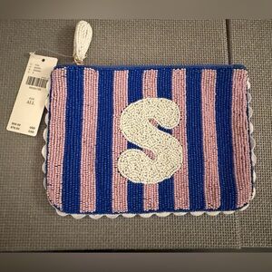 Anthropologie beaded monogram “S” clutch